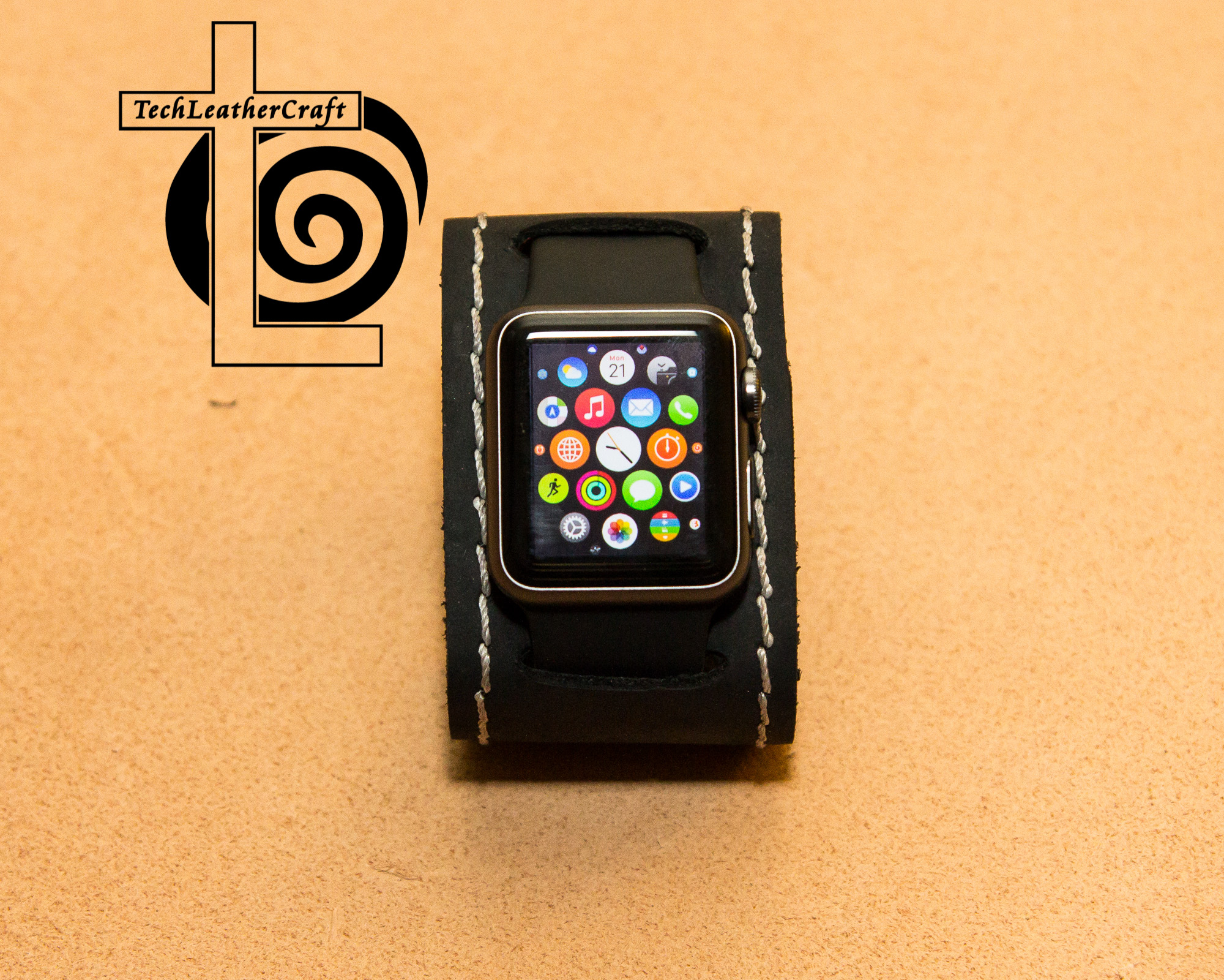 SlipOn SmartWatch Leather Cuff TechLeatherCraft (LeatherCraft209)