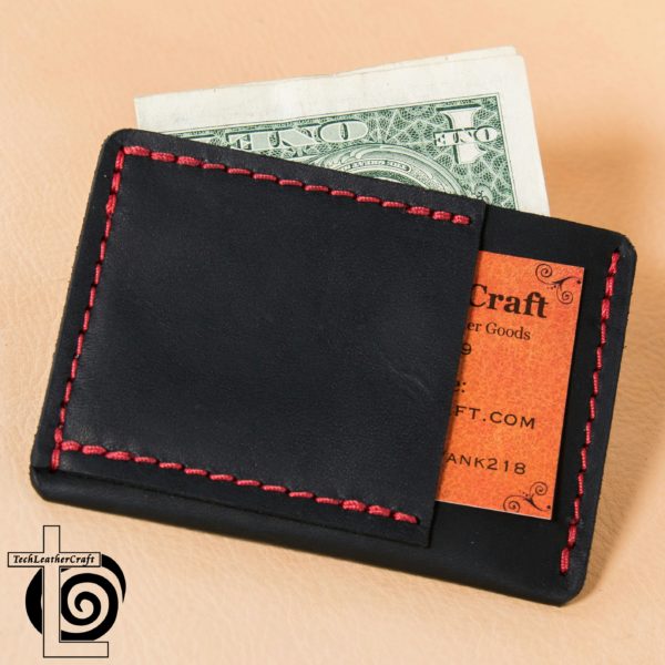 Black Horween Chromexcel Red Stitching Ultra-Slim Wallet Leather