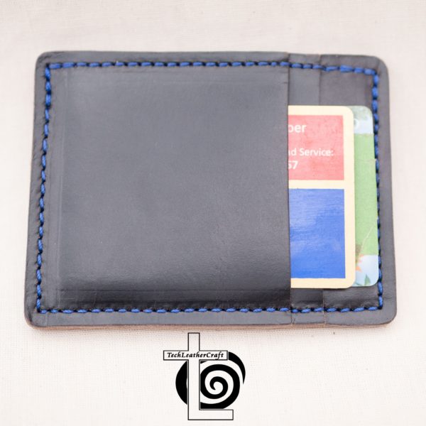 Black Horween Chromexcel Slim Wallet Blue Stitching