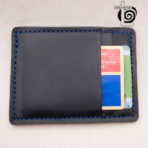 Black Horween Chromexcel Slim Wallet Blue Stitching