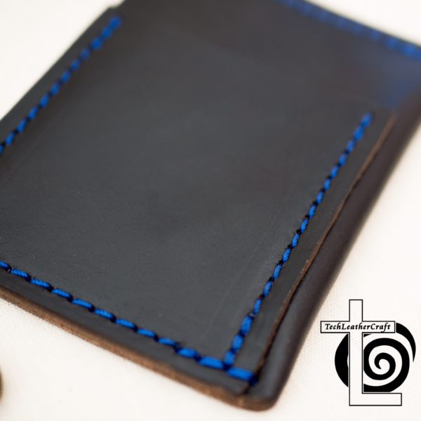Black Horween Chromexcel Wallet Blue Stitching